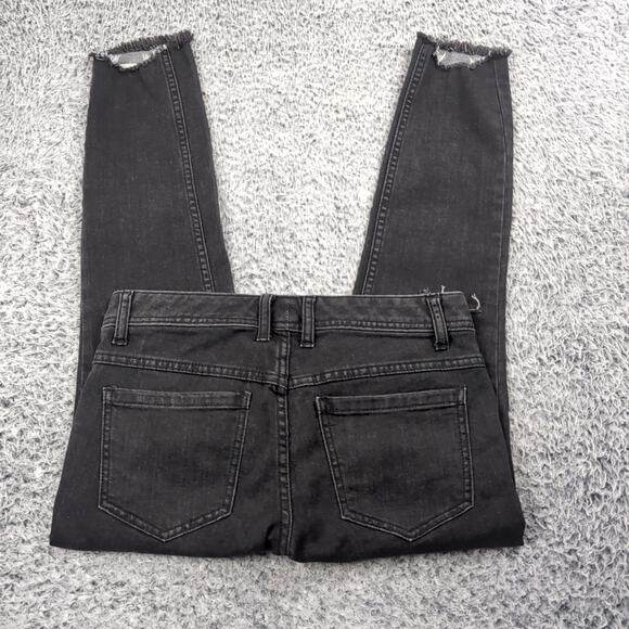 Free People Denim - Free People Jeans Women 27 Black Mid Rise Slim Raw Hem Stretch Denim Distressed